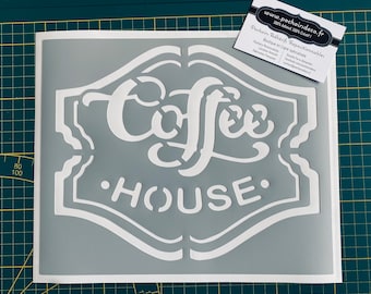 Stencil Adhesive PVC Reusable 25 x 20 cm Coffee House