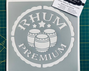 Pochoir Adhésif PVC Réutilisable 20 x 20 cm Médaillon Rhum Premium