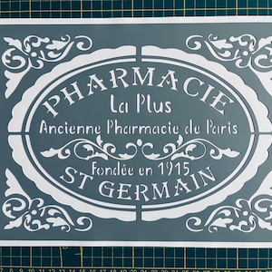 Reusable PVC Adhesive Stencil 30 x 20 cm Vintage Old Pharmacy Poster