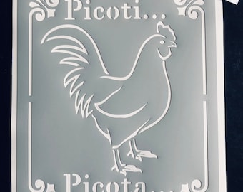 Pochoir Adhésif PVC Réutilisable 25 x 20 cm Poule Picoti Picota