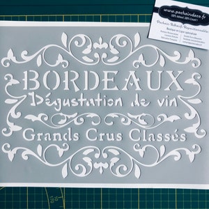 Reusable PVC Adhesive Stencil 30 x 20 cm Bordeaux wine tasting poster