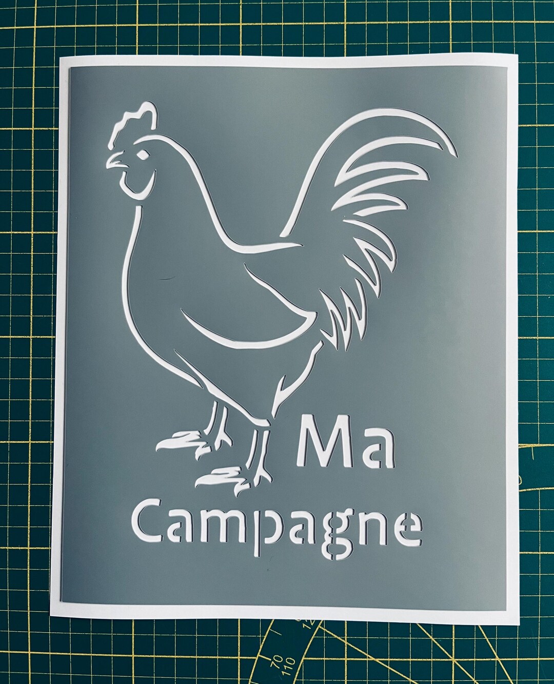 Reusable PVC Adhesive Stencil 25 X 20 Cm Rooster & Lettering My ...