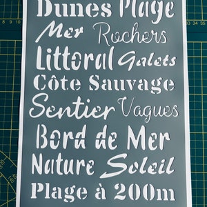Reusable PVC Adhesive Stencil 30 x 20 cm Lettering Board Sea Theme