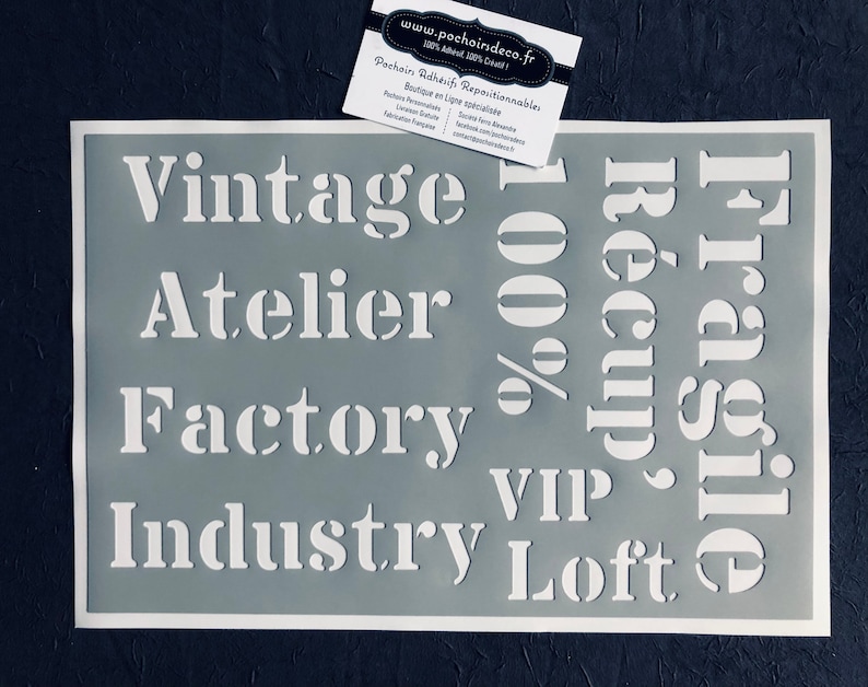 Reusable PVC Adhesive Stencil 30 x 20 cm Industrial lettering board image 1