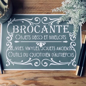 Reusable PVC adhesive stencil 30 x 20 cm, flea market medallion, antique and decorative objects, stencil for furniture and home decor, stencilsdeco.fr