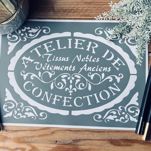 Plantilla adhesiva de PVC, estilo costura, 30 x 20 cm. Diseño de medallón de taller, decoración del hogar, muebles (stencilsdeco.fr)