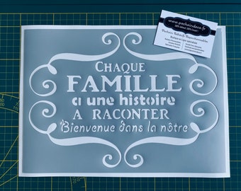 Stencil Adhesive PVC Reusable 30 x 20 cm Every family has a story