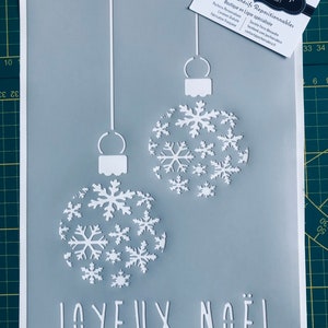 Stencil Adhesive PVC Reusable 30 x 20 cm Large Christmas balls snowflakes and merry lettering Christmas