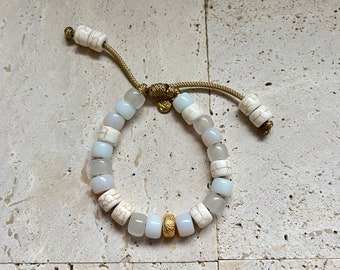 Colorful Adjustable Bead Bracelet, The White Party, Candy Bead Bracelet, Pony Bead, Gemstone Bead Bracelet, Forte Bead Gemstone Bracelet