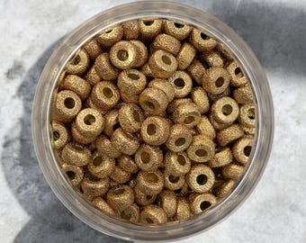 Textured Gold Rondelle Beads: Florentine Finish, 8mm Forte Bead