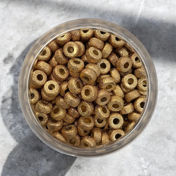 Textured Gold Rondelle Beads: Florentine Finish, 8mm Forte Bead