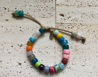 The Freestylah • Adjustable Natural Gemstone Beaded Bracelet