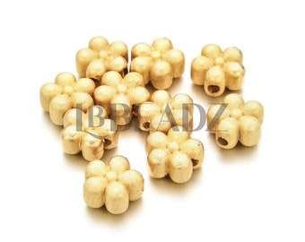 Vergulde bloemkraal met structuur: extra sieraden maken (13 mm, 3 mm gat)