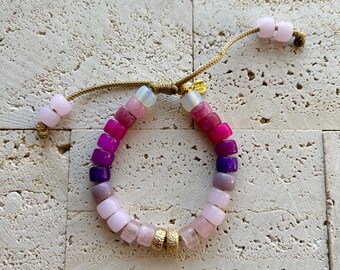 Valentine’s Day Bracelet, Colorful Adjustable Bead Bracelet, Candy Beads Bracelet, Pony Gemstone Bead Bracelet, Multi Color Bracelet