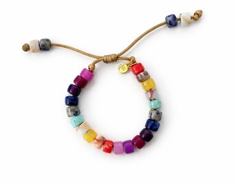 Colorful Adjustable Bead Bracelet, Trix, Candy Bead Bracelet, Pony Bead Bracelet, Gemstone Bead Bracelet, Forte Bead Gemstone Bracelet