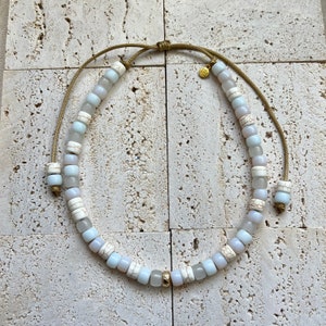 Collar de cuentas ajustable de colores - Fiesta Blanca, cuentas de caramelo, cuentas de poni, collar de cuentas Gemstone Forte