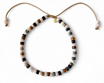 Gemstone Pony Bead Necklace: Adjustable Beaded Design
