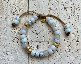 Colorful Adjustable Bead Bracelet, The White Party II, Candy Bead Bracelet, Pony Bead Bracelet, Gemstone Bead Bracelet, Forte Bead Gemstone
