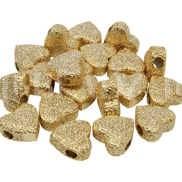 Gold Plated Textured Heart 11mm Forte Bead • Jewelry Add Ons • Gold Plated • Forte Bead • 3mm Hole • Jewelry Making