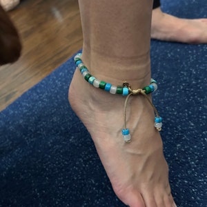 The Anklet, Gemstone Beaded, Colorful Adjustable Bead Anklet, Pony Bead Anklet, Candy Beads Anklet, Pony Gemstone Bead Anklet, Turquoise