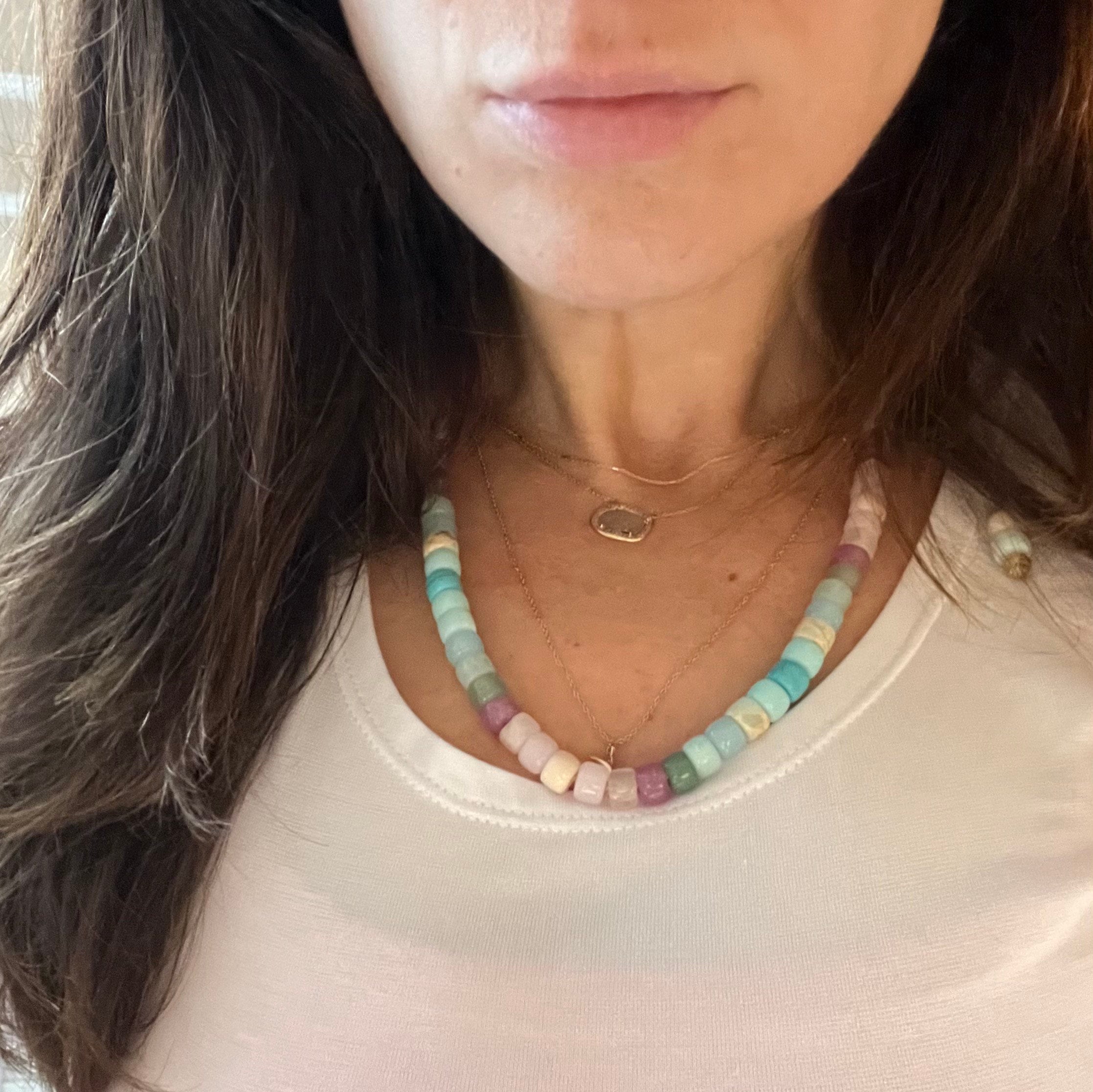 Colorful Adjustable Bead Necklace, Water Nymph, Candy Bead Necklace, Pony Bead Necklace, Gemstone Bead Necklace, Forte Bead Necklace