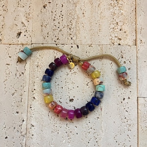 Bunt verstellbares Perlenarmband, Trix, Candy Bead Armband, Pony Perlenarmband, Edelstein Perlenarmband, Forte Bead Edelstein Armband