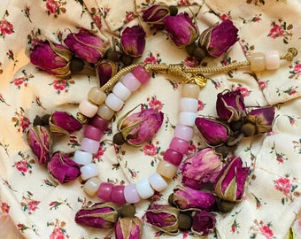 English Rose Pony Bead Bracelet, Multi Color Adjustable Bracelet