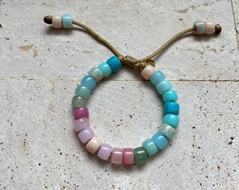 Colorful Adjustable Bead Bracelet • Candy Bead Bracelet • Pony Bead Bracelet • Adjustable Gemstone Bead Bracelet • Turquoise Beaded Bracelet