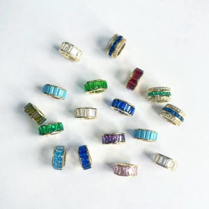 Gem Slide Baguette Series, Gold Roundel, Eternity Roundel, Gold Roundel Spacer Finding Bead, Emerald, Gemstone Spacer, Infinity Spacer