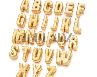 Gold Alphabet Letter Forte Beads, Big Hole Beads, Letter Beads, Gold Letter Beads, Gemstone Bracelets, Big Letter Beads, Jewelry Making