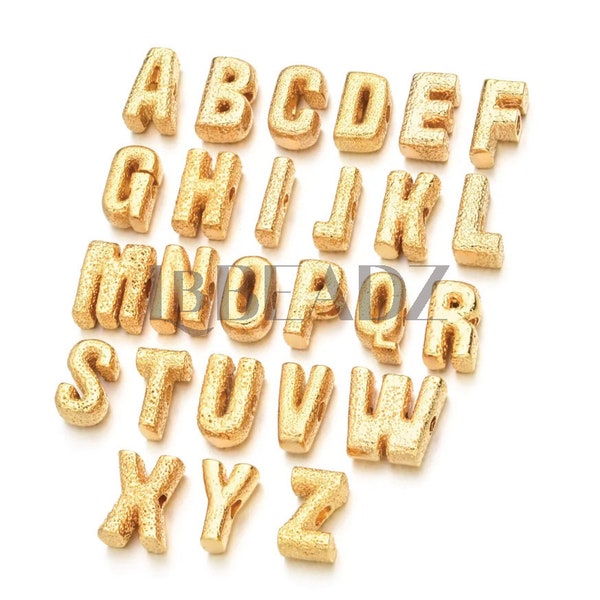 Letter Forte Beads, Big Hole Beads, Letter Beads, Gold Letter Beads, Gemstone Bracelets, Big Letter Beads, Jewelry Making, Stardust Finish