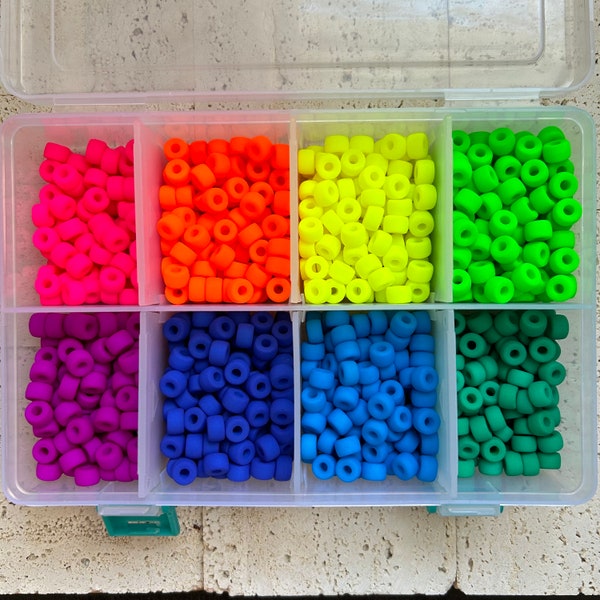 Perles poneys néon mats, néon lumineux, perles poneys en verre tchèque néon, perles bonbon néon, perles rouleau en verre tchèque, poney arc-en-ciel, vente en gros