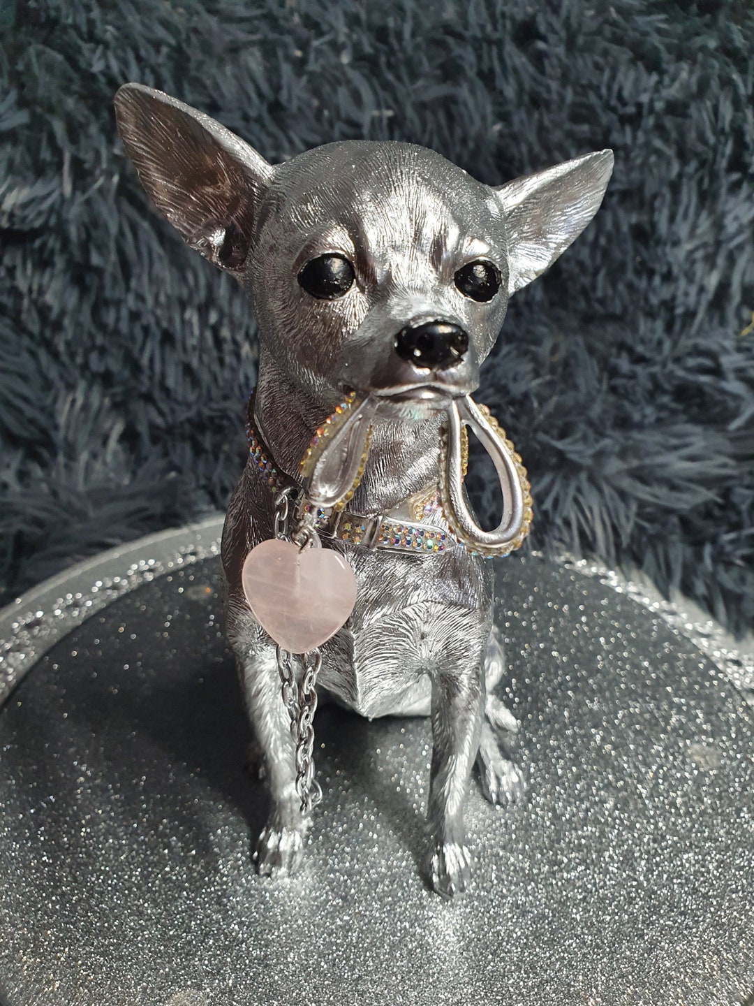 Little Luxuries Designs Chihuahua Dog Shaped Rhinestone Keychain/Bag Charm