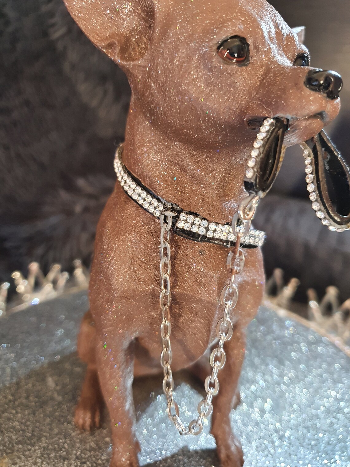 Chihuahua lilac statue with sparkling coat and crown with | Etsy
