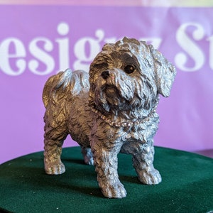 Shih Tzu dog statue. Memorial Shih Tzu dog statue. Designed in luxury, super sparkling silver coat with range of collars and name tag option