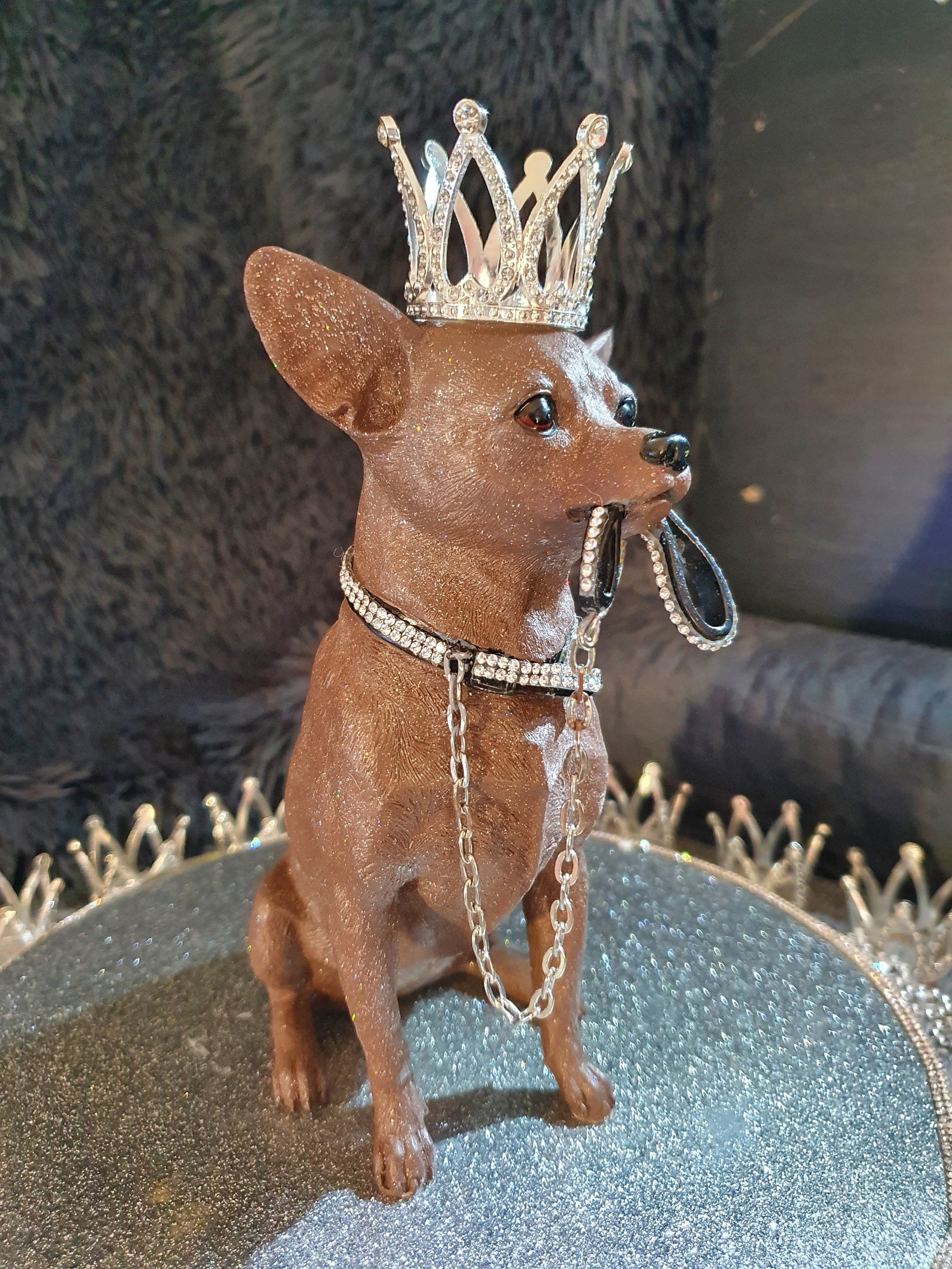 multi colored chihuahua statue