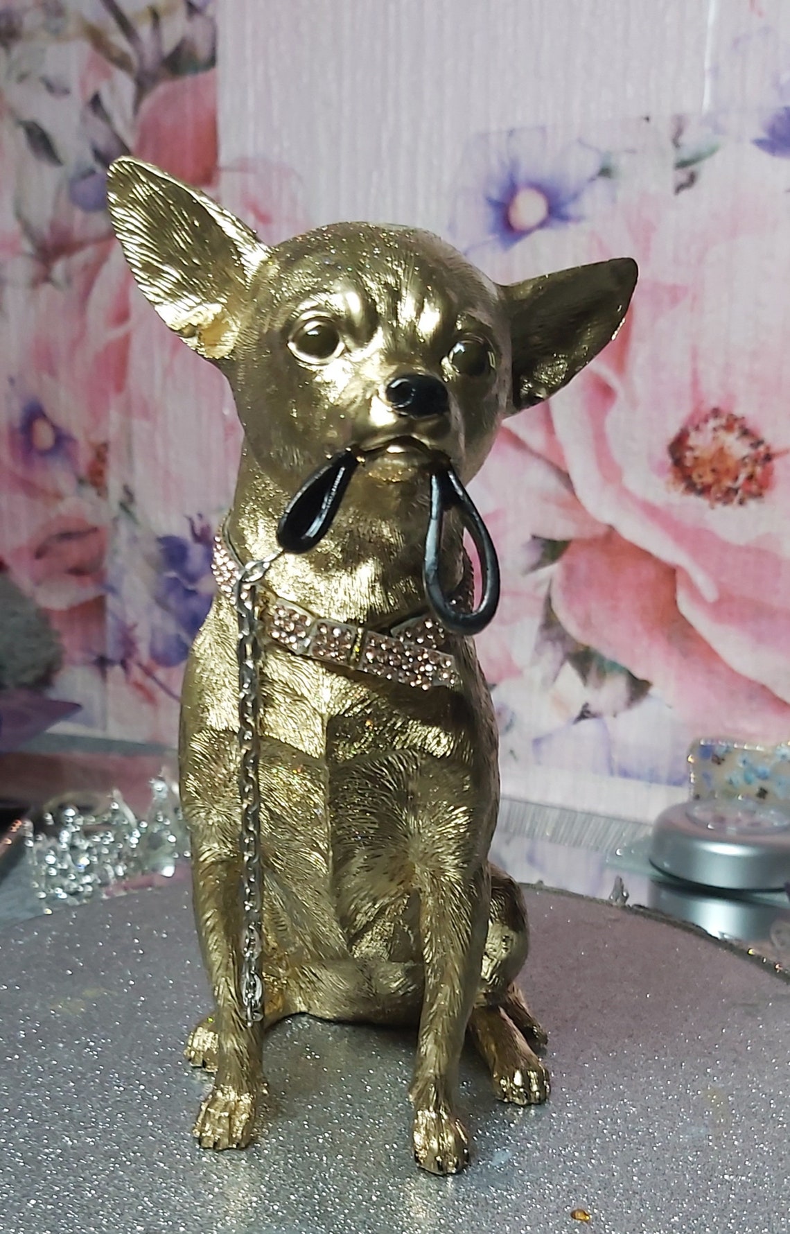 multi colored chihuahua statue