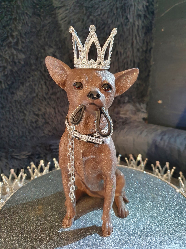 multi colored chihuahua statue
