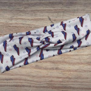 Lightning, red white blue, 4th of July, Headband, Twisted Headband, Knotted Headband, Turban Headbands, Women's Headbands, Nurse Headbands