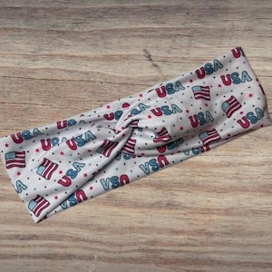 USA stars red white blue 4th of July, Headband, Twisted Headband, Knotted Headband, Turban Headbands, Women's Headbands, Nurse Headbands