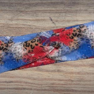 Cheetah, Red white blue, 4th of July, Headband, Twisted Headband, Knotted Headband, Turban Headbands, Women's Headbands, Nurse Headbands