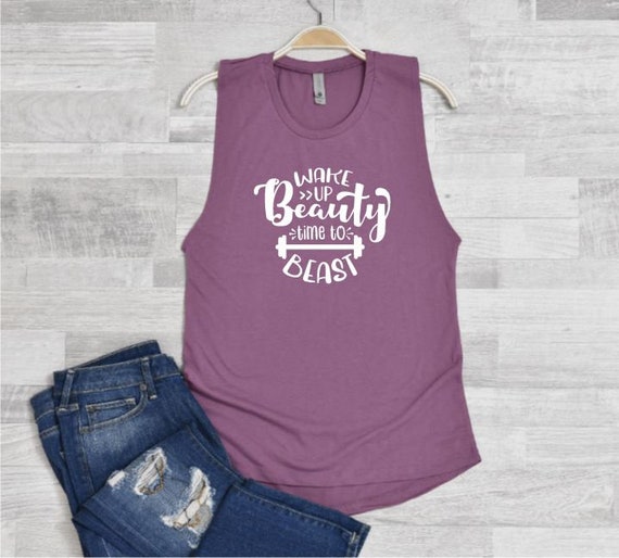 Wake up Beauty Time to Beast Athletic Tank Top Gym Top Muscle Tank Workout  Tanks for Women Workout Tank Womens Workout Top -  Ireland