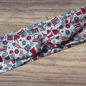 Fireworks, red white blue, 4th of July, Headband, Twisted Headband, Knotted Headband, Turban Headbands, Women's Headbands, Nurse Headbands
