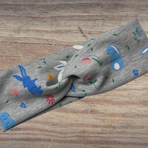 Blue & grey easter bunny Headband, Twisted Headband, Knotted Headband, Turban Headbands, Women&#39;s Headbands, Nurse Headbands, Mom Headbands
