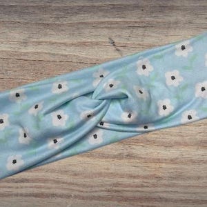 Baby blue floral Headband, Twisted Headband, Knotted Headband, Turban Headbands, Women&#39;s Headbands, Nurse Headbands, Mom Headbands