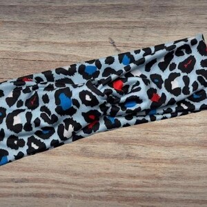 Cheetah, red white blue, 4th of July, Headband, Twisted Headband, Knotted Headband, Turban Headbands, Women's Headbands, Nurse Headbands