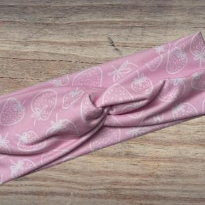 Pink strawberries Headband, Twisted Headband, Knotted Headband, Turban Headbands, Women&#39;s Headbands, Nurse Headbands, Mom Headbands