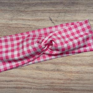Hot pink checkers Headband, Twisted Headband, Knotted Headband, Turban Headbands, Women&#39;s Headbands, Nurse Headbands, Mom Headbands, floral
