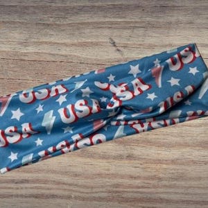 USA stars red white blue 4th of July, Headband, Twisted Headband, Knotted Headband, Turban Headbands, Women's Headbands, Nurse Headbands