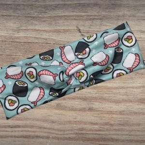 Blue sushi Headband, Twisted Headband, Knotted Headband, Turban Headbands, Women&#39;s Headbands, Nurse Headbands, Mom Headbands, floral